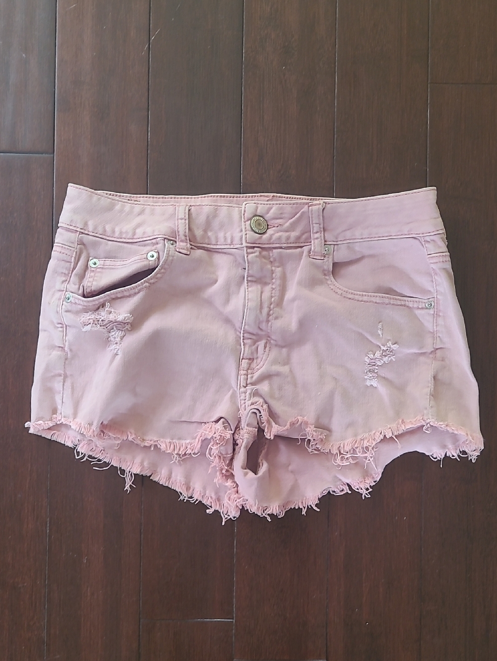 American Eagle Women’s Pink Distressed Denim Shorts